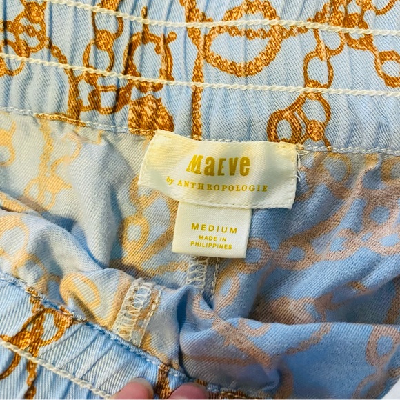 Anthropologie Maeve Kalle Track Pants Drawstring Waist Sky Blue Chain Print - Picture 12 of 13